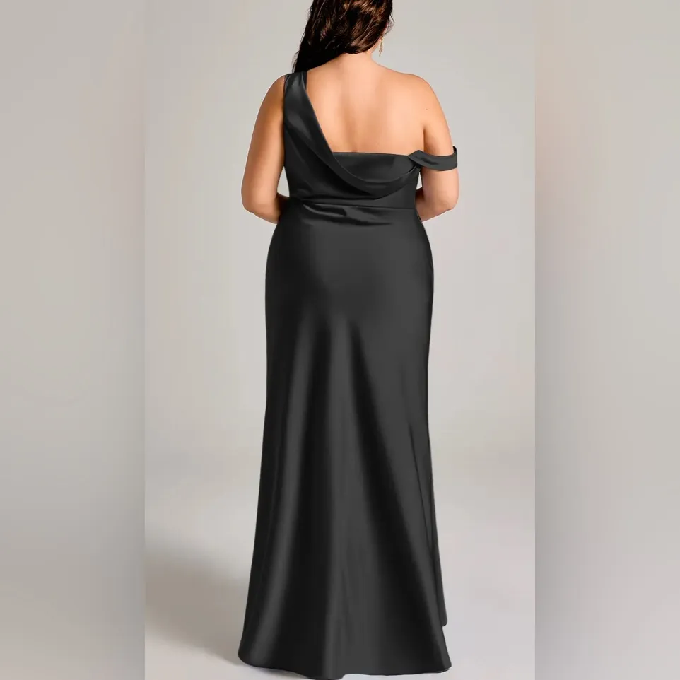 Azazie Madelyn Mermaid One Shoulder Convertible Dress Black Size 4 NWT - Image 4