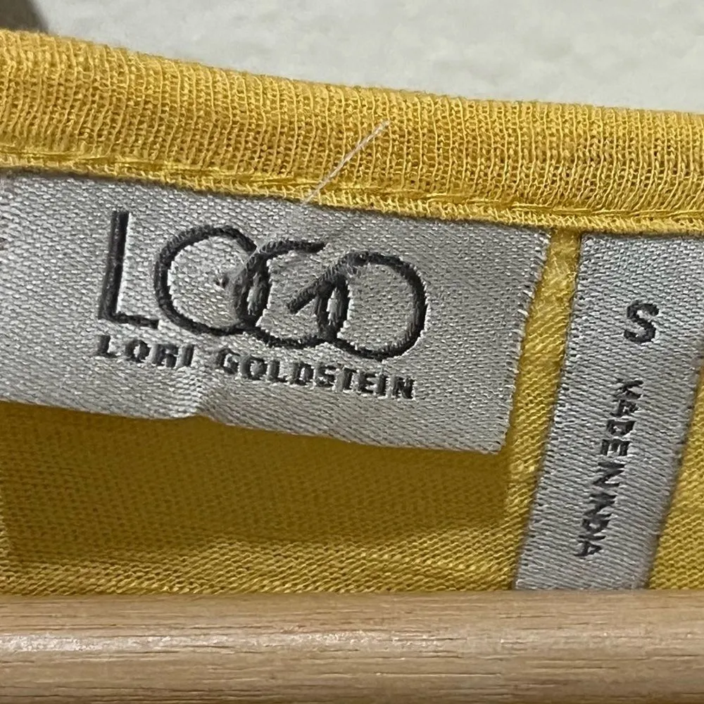 LOGO Lori Goldstein Lace‎ Tunic Top Womens Size S 3/4 Sleeves Stretch Yellow - Image 5