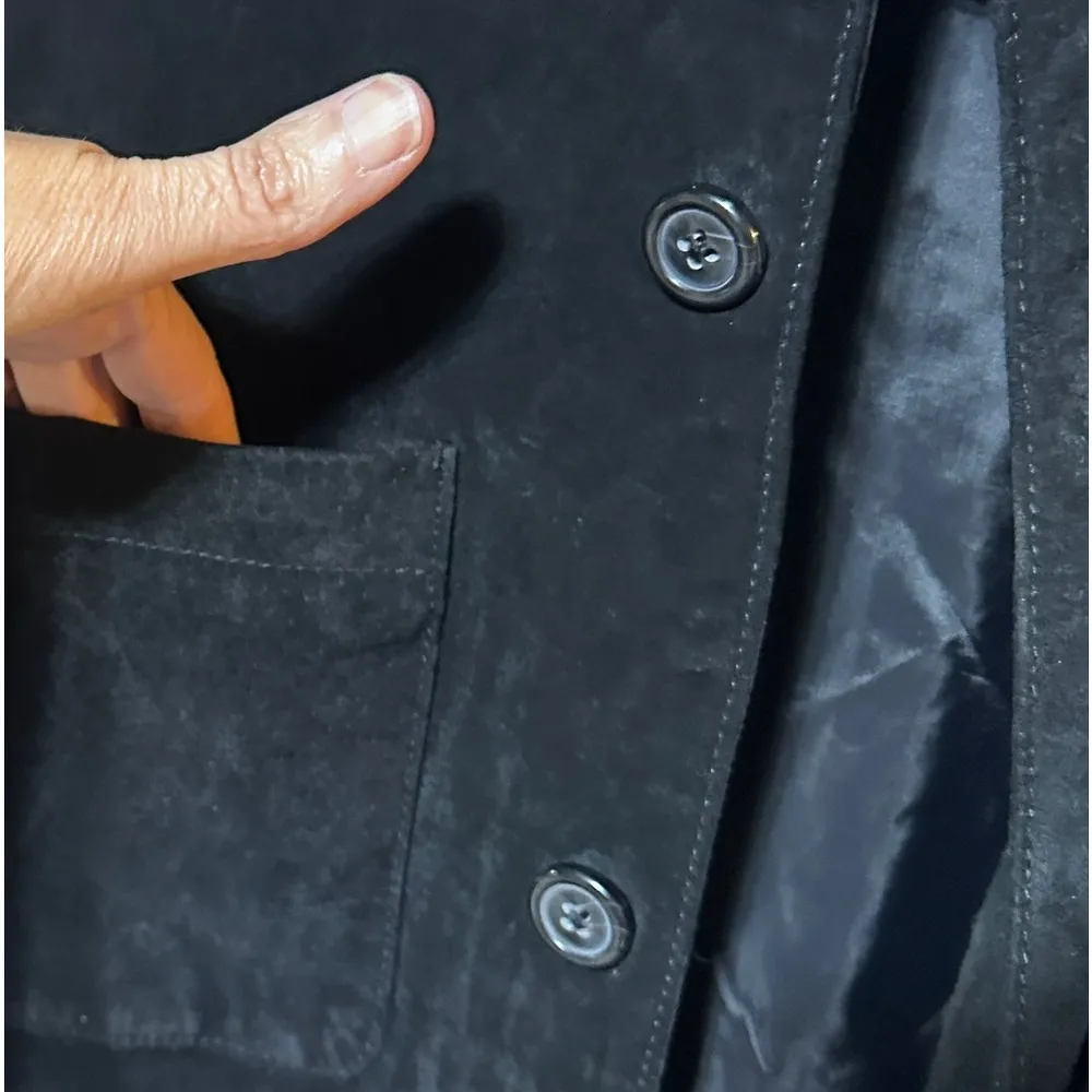 Trendy Unisex Shacket Shirt Jacket Suede Rugged Black Small Boho Chic - Image 14