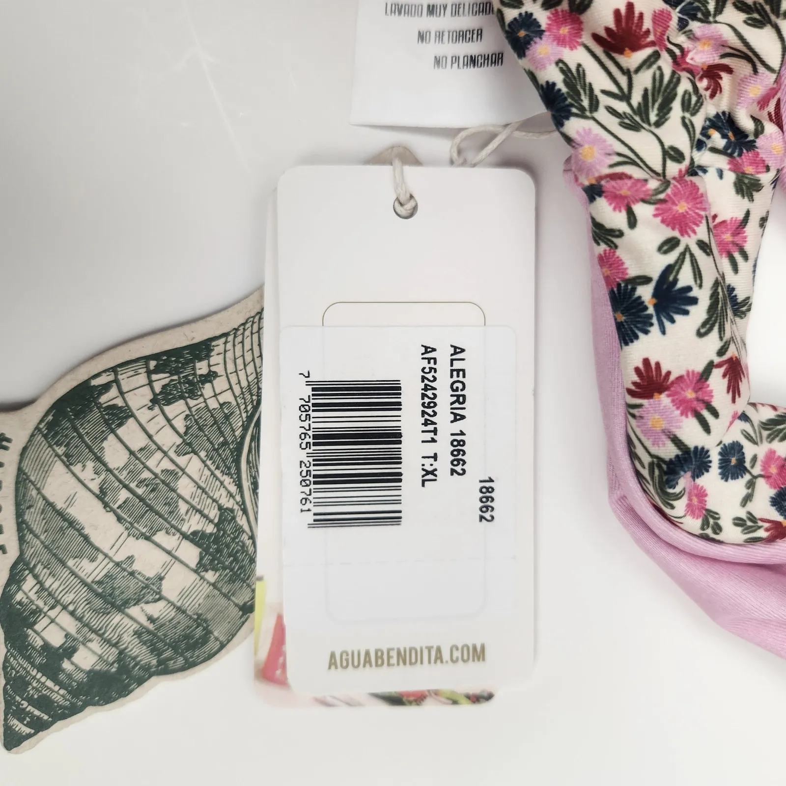 Agua Bendita Alegria Bikini Bottom in Pink Floral Size XL NWT Tie Strings Ruched - Image 4