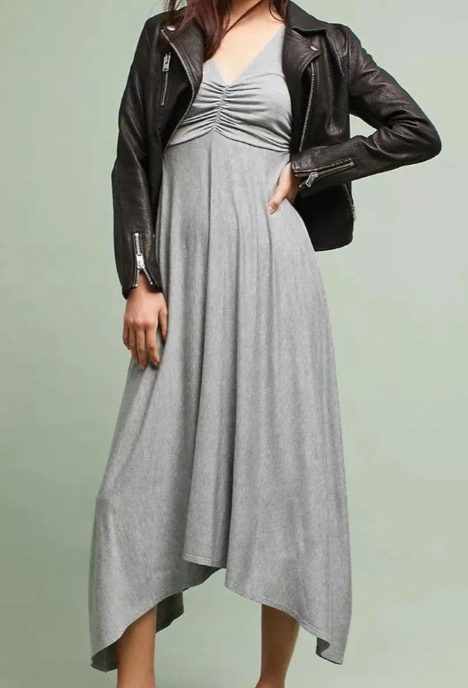 Anthropologie Maeve Dress Sleeveless Knit Midi Heather Grey Handkerchief Hem XS - Image 2