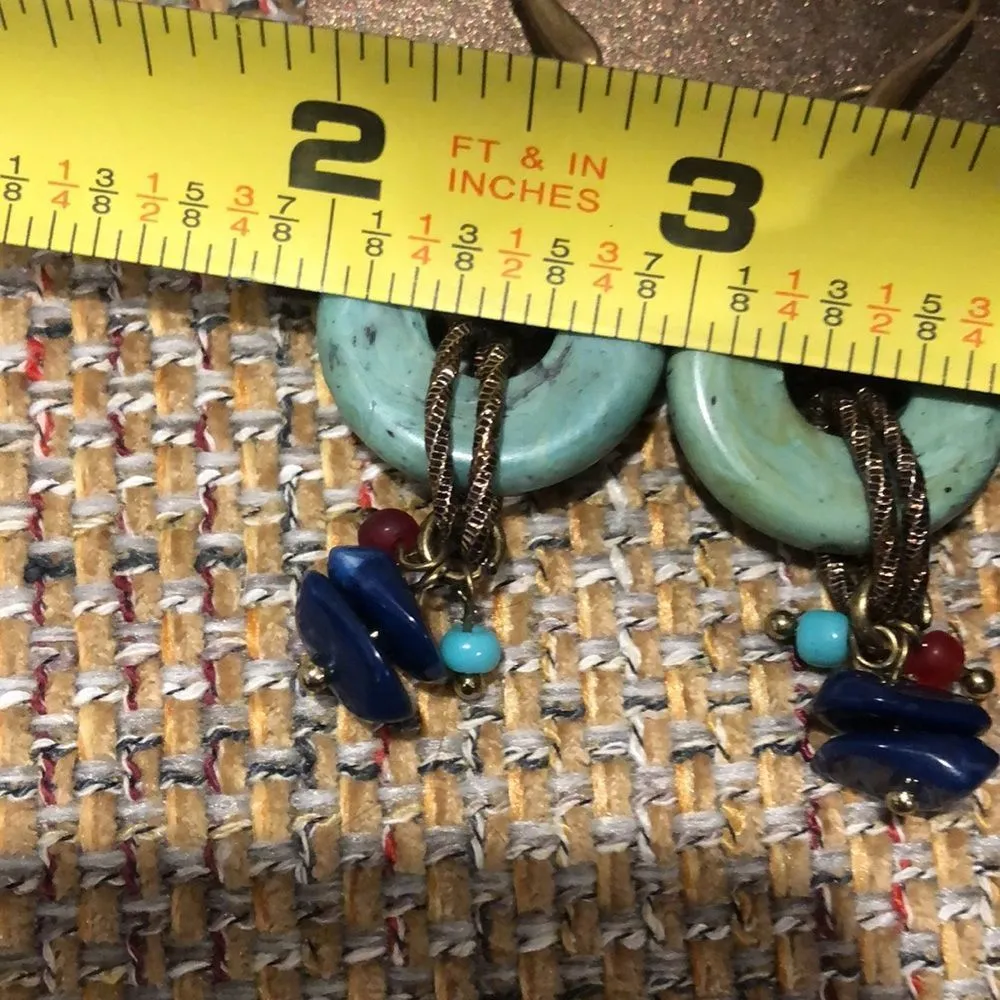 TRESKA Modern Abstract Metallic Multicolor Round Dangle Drop Earrings NWT - Image 4