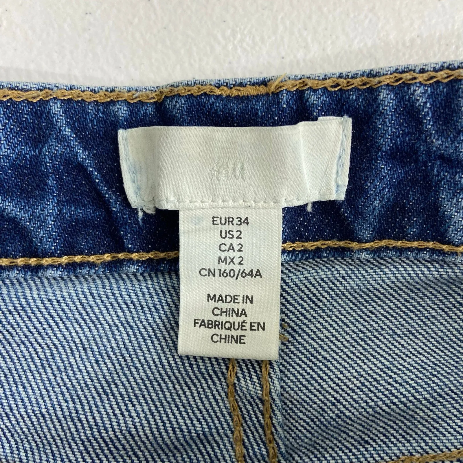 NWOT H&M women's dark medium‎ wash blue denim straight cut stretch jeans pants 2 - Image 6