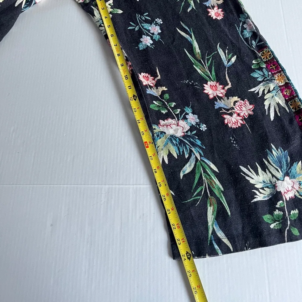 Johnny Was Sz S Tall Black Floral Linen Tank Jumpsuit Button Down Hand Pockets - Image 11