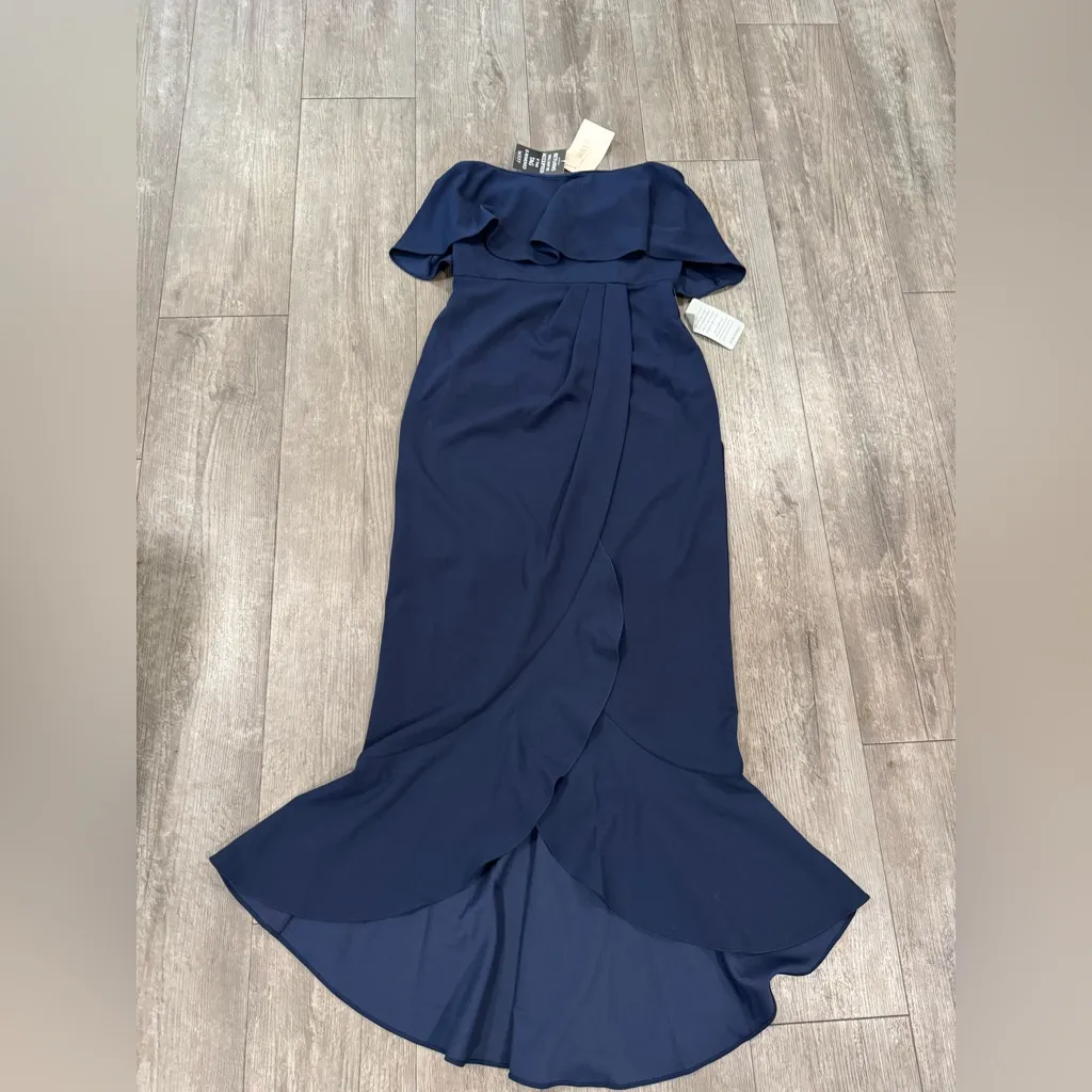 Wayf Strapless Navy Ruffle Dress - Image 7