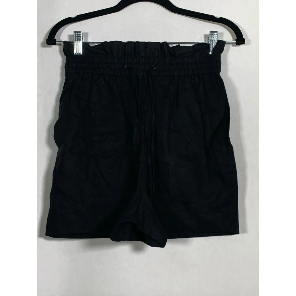 NWT Women’s All Saints Lily Linen Paperbag Shorts in Black Size 2 - Image 3