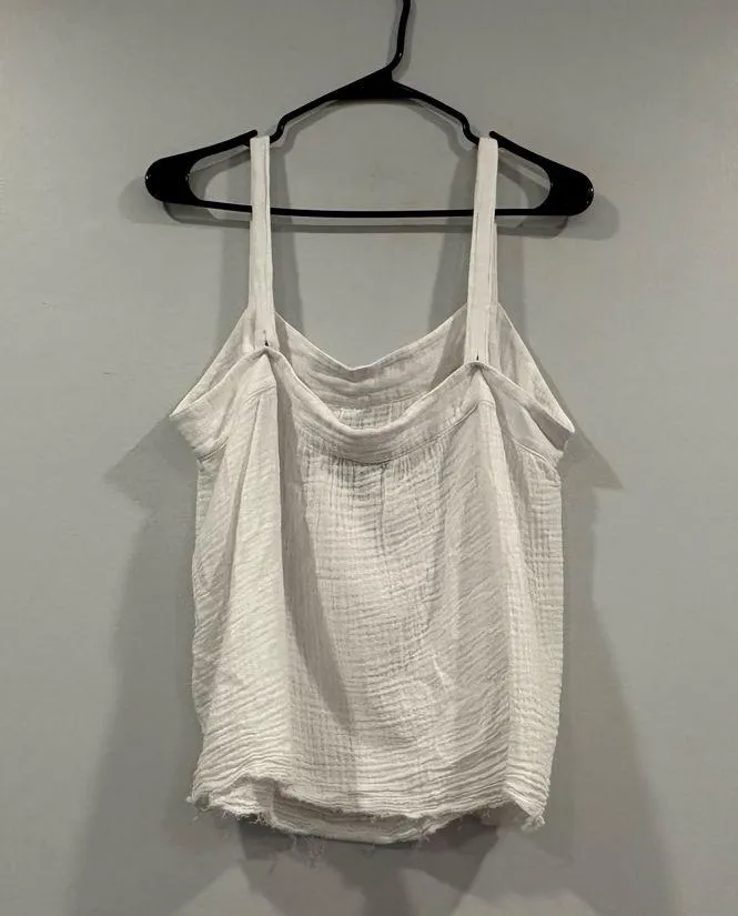 Michael Stars White Gauze Tank Top Large L - Image 3