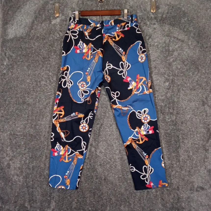 Ralph Lauren Nautical Blue Pants Vintage Sailing Flag Print Equestrian Womens 12 - Image 6