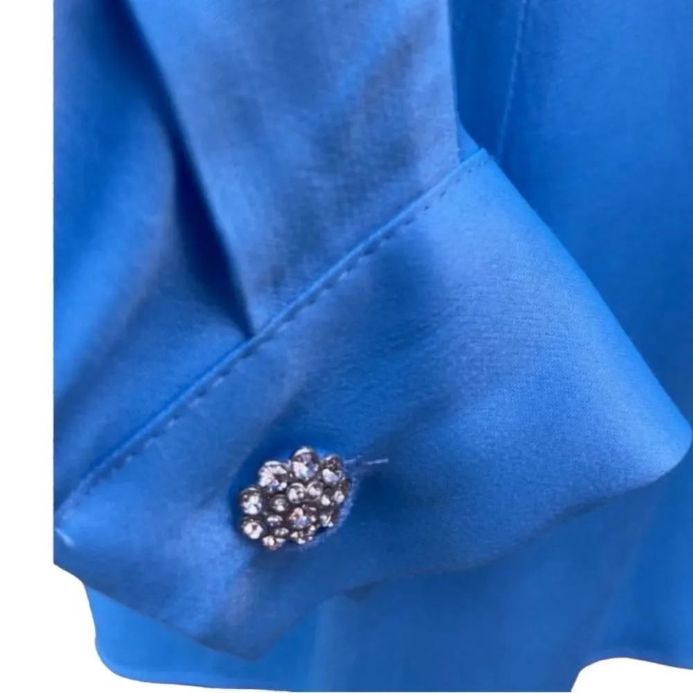 NEW ZARA sky blue Satin Button Up Mini Dress with Gem Detailing - Image 12