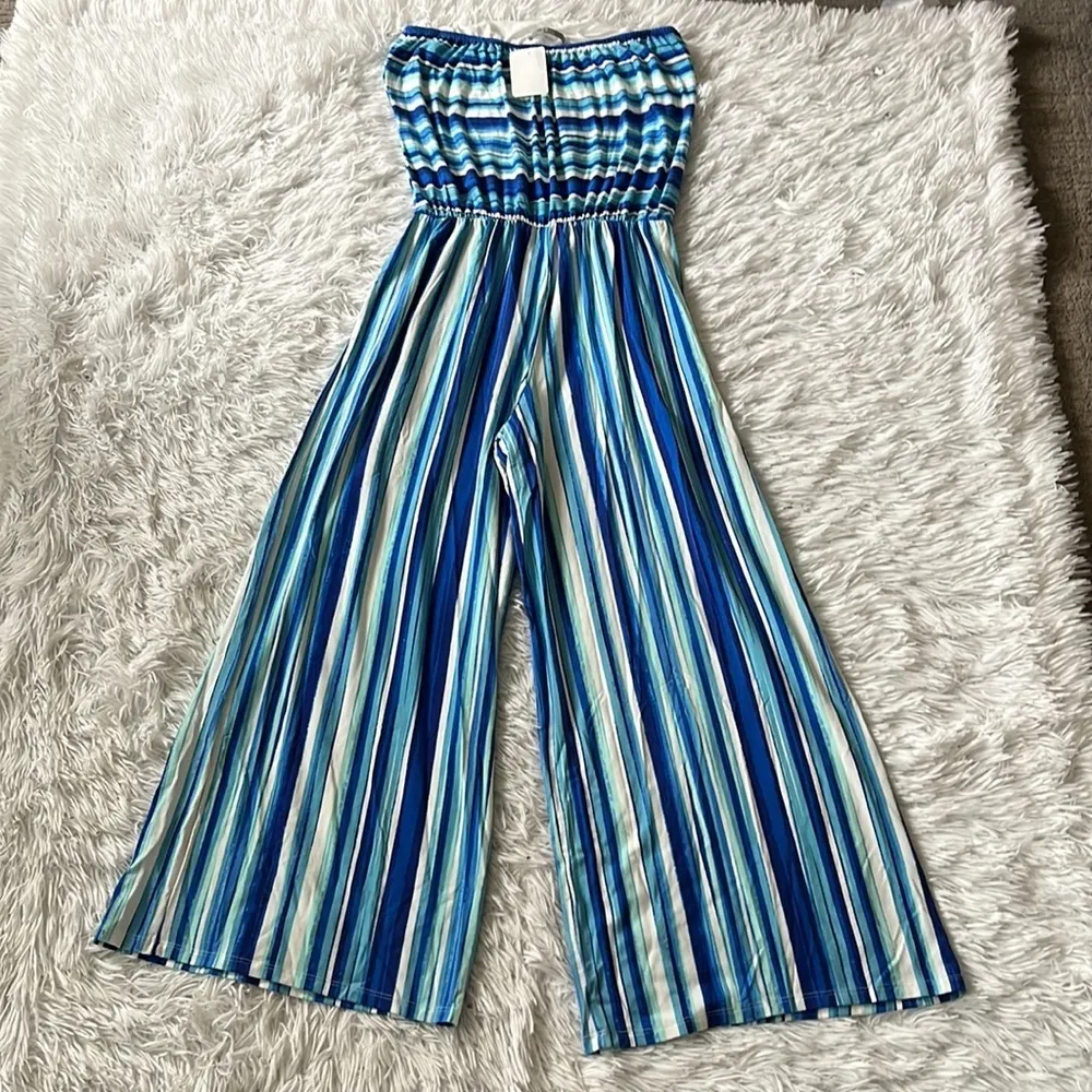 Tart Women’s Vanessa Jumper/Jumpsuit painted blue stripes size Small - Image 10