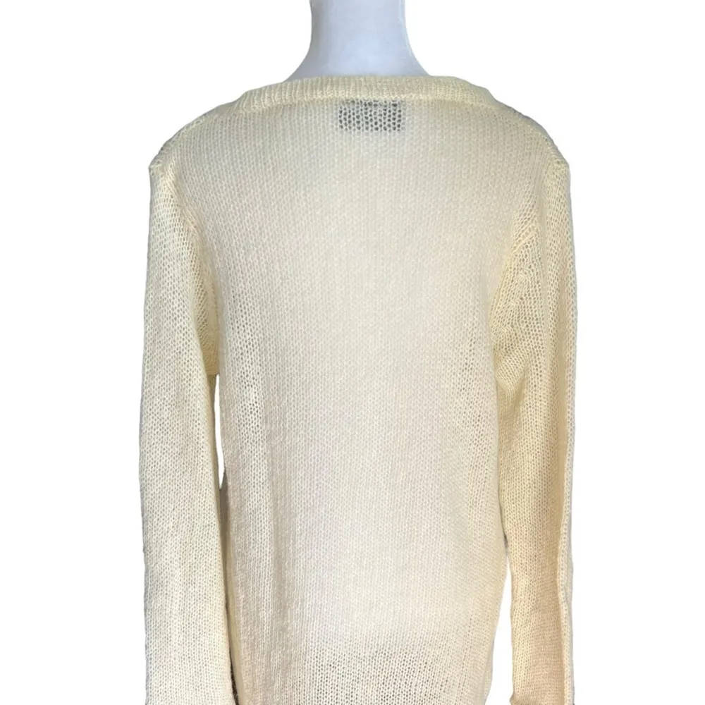 Wooden Ships - Soft Cable Knit Mohair Wool Lightweight Fisherman Sweater Sz M/L - Image 4