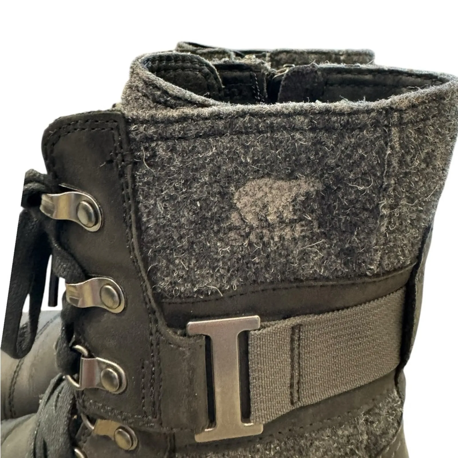 Sorel Women's Major Carly Leather Boot Black & Gray Lace-Up Size 6 - Image 8