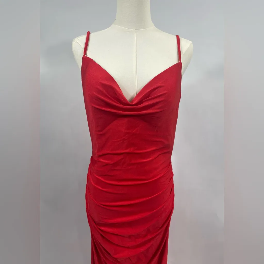 NWT La Femme 30366 Jersey Ruched Cowl Neck Mermaid‎ Gown in
Red Size 12 $398 - Image 4
