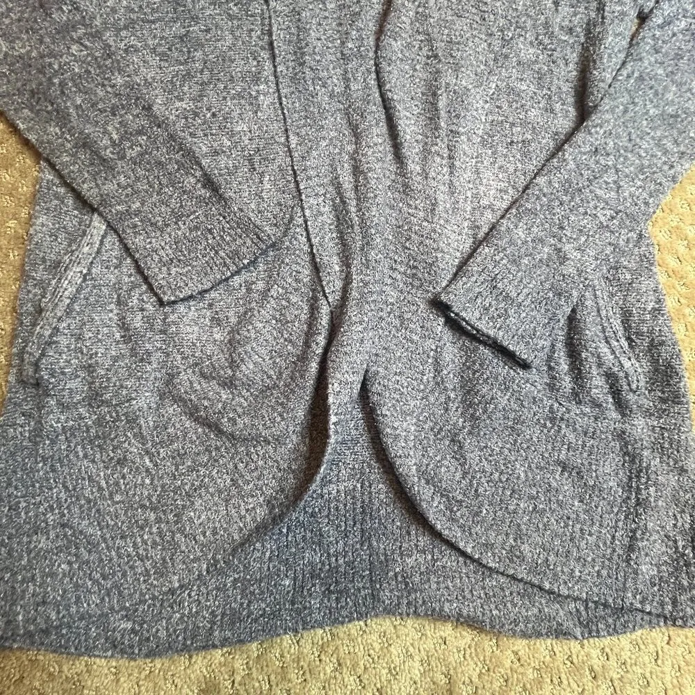 Barefoot Dreams Cozy Chic Lite Cabin Cardigan Sweater Black/Gray Pockets SZ M - Image 2