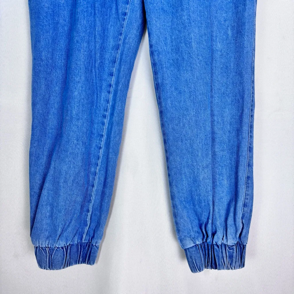 Indigo Rein denim cargo jogger pants drawstring and elastic waistband Size L Blue Size L - Image 2