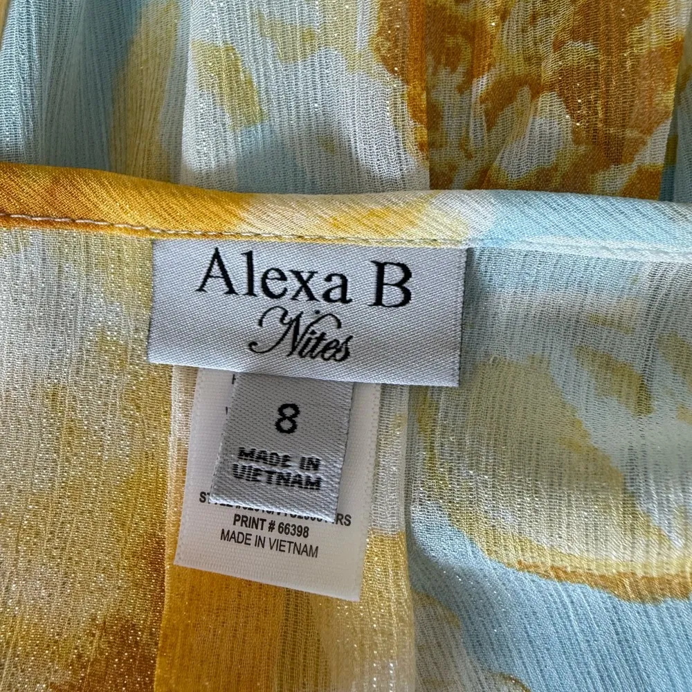 Alexa B Nites Blue & Yellow Floral Sparkle Dress, Size 8 - Image 6