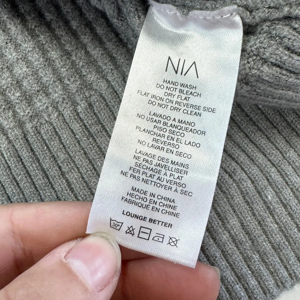 NIA Sweater Womens Medium Grey Waffle Knit Henley Pullover‎ Gray - Image 6