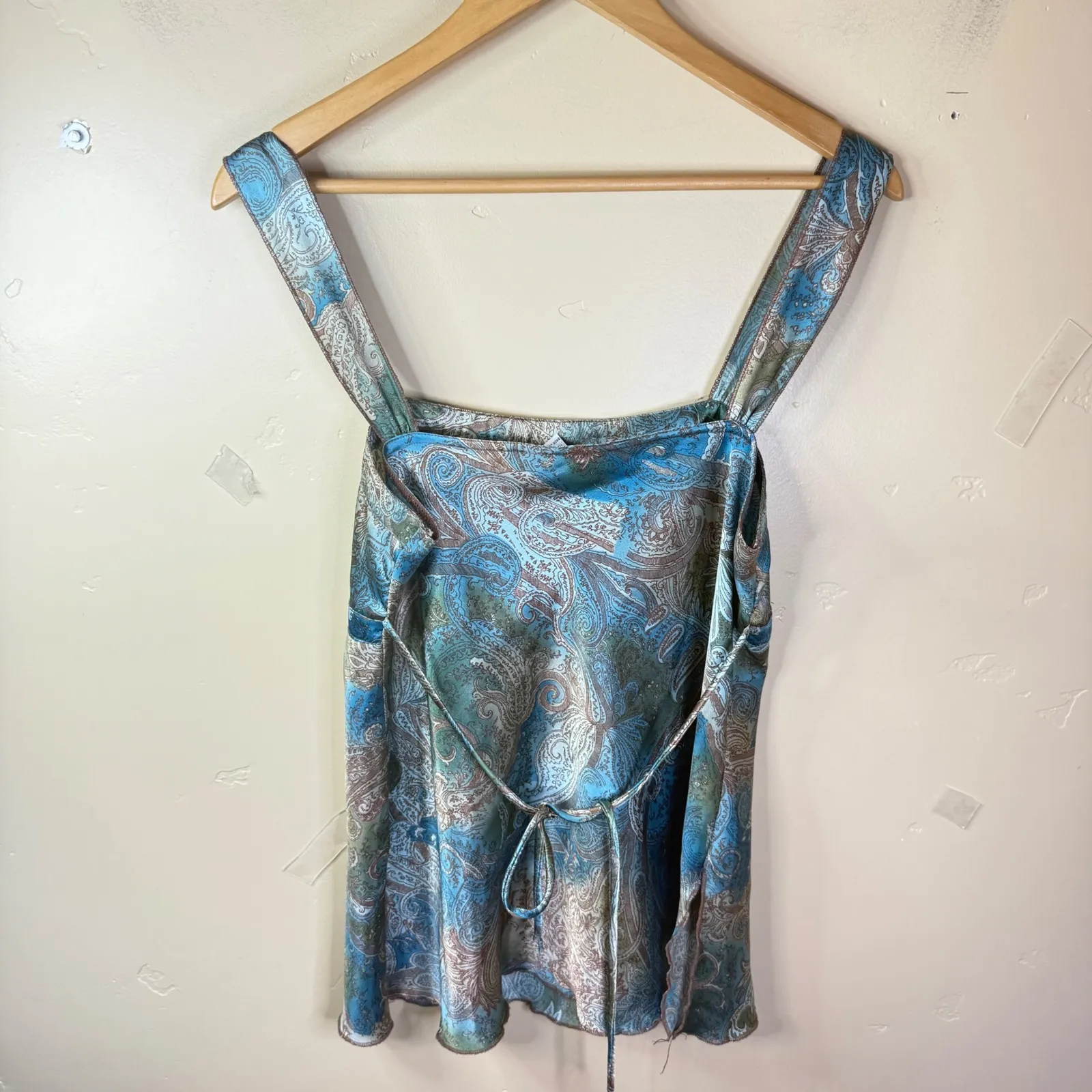 Vintage Self Esteem Y2K Sz Large Baby Doll Whimsy Satin Paisley Square Neck Boho - Image 7