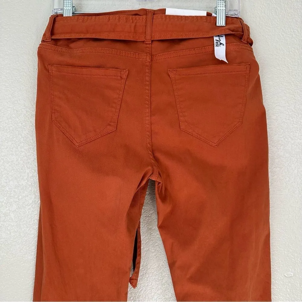 NWT Kensie Jeans Orange High Rise Tie Belt Straight Leg, Sz 4/27 - Image 6