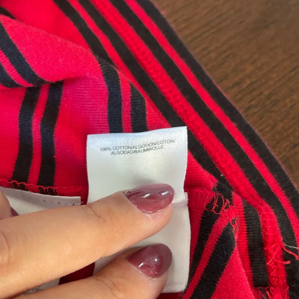 Jones New York Sport Vibrant Red and Black Striped classic Top - Image 6