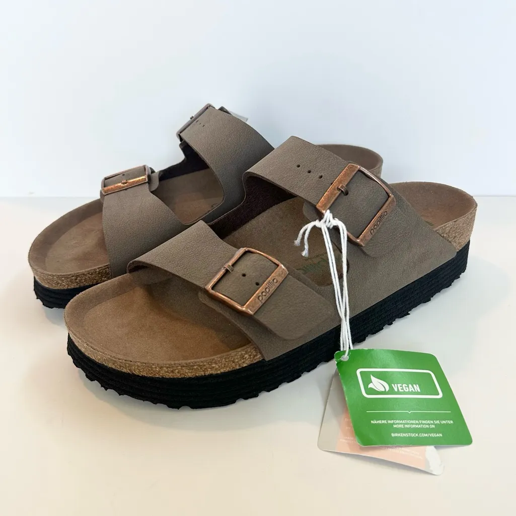 Birkenstock Papillio Arizona Platform Flex Double Buckle Slide Sandals Mocha NWT - Image 4