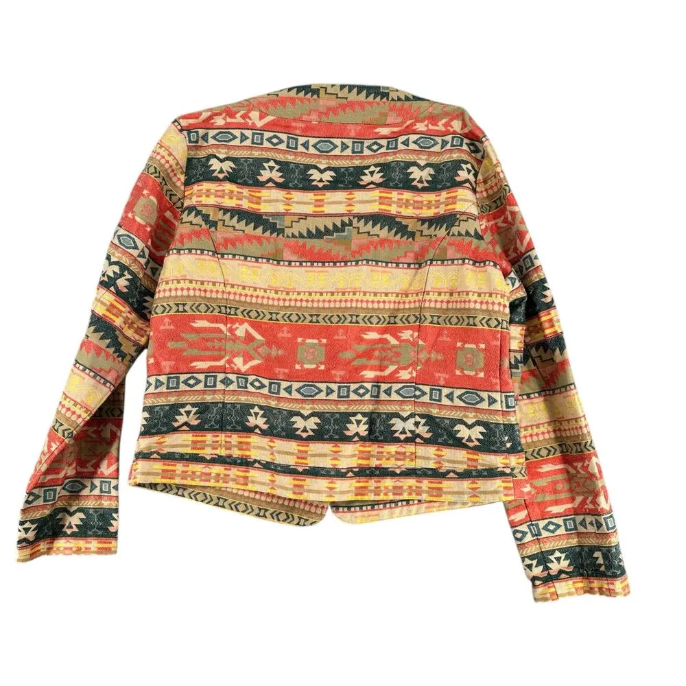 Chico’s Southwest Tapestry Blazer Jacket 1 Boho Aztec Silk Blend Cotton Blend - Image 6
