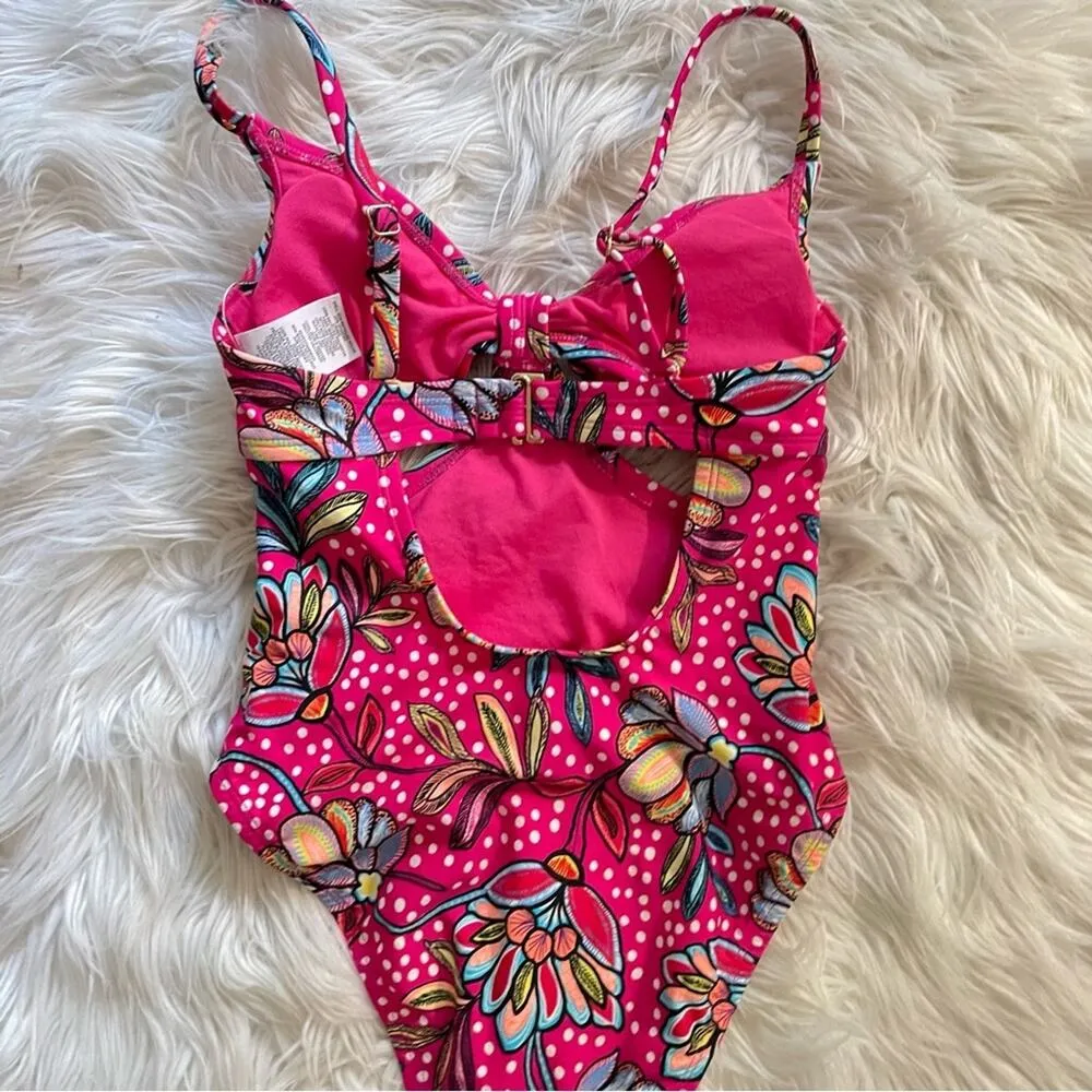 Tabitha Brown x Target Pink Floral One Piece Cutout Swimsuit Swim Suit XXS new - Image 7