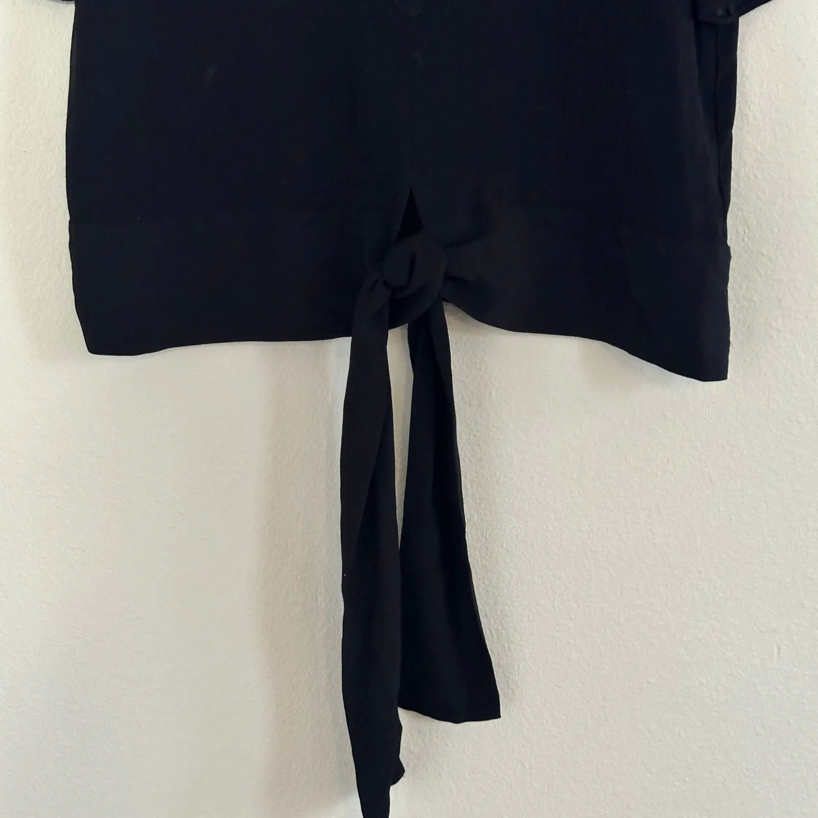 Alexis Goya Black Lace-Up Tie-Front Short Sleeve Blouse Top XS Viscose Casual‎ - Image 10