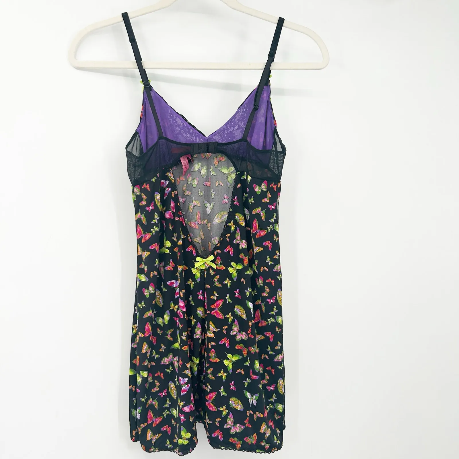 Betsey Johnson‎ Intimates Womens Y2K Coquette Butterfly Sheer Lace Slip Dress S - Image 8