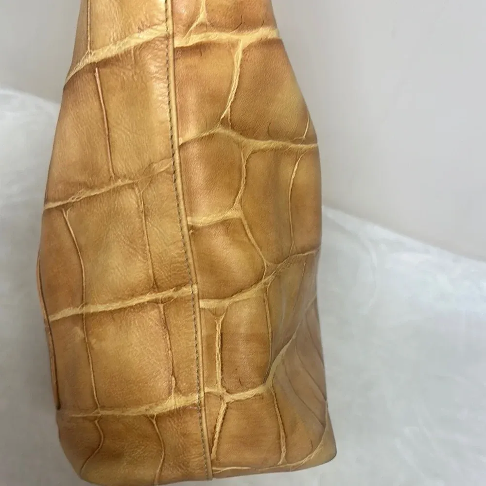 Dooney & Bourke Brown Hobo Bag with Crocodile Texture - Image 7