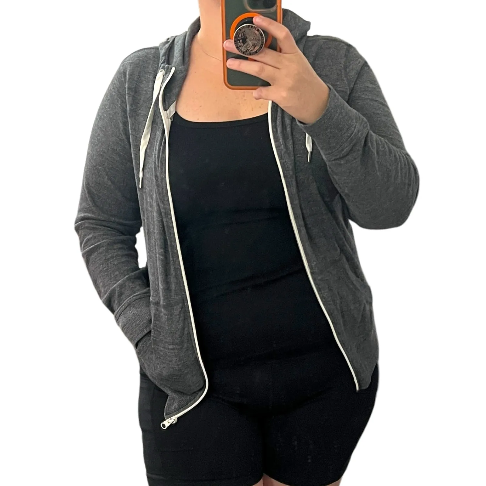 Xersion (M) Hooded Full Zip Two Front Pocket Casual Knit Layering Comfy Jacket - Image 9