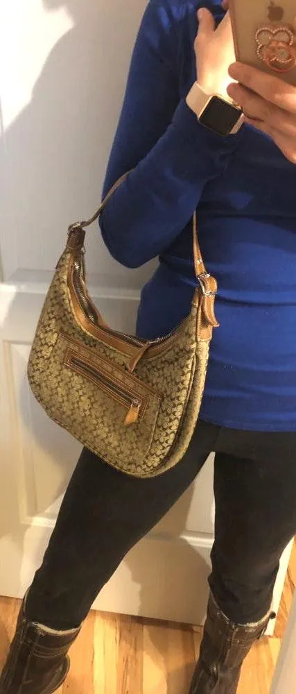 Coach Brown Logo Canvas & Leather Bag - Image 2