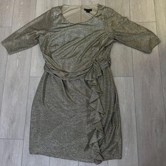 Jessica Howard party gold‎ sparkle formal cocktail knee length dress size 22 - Image 3