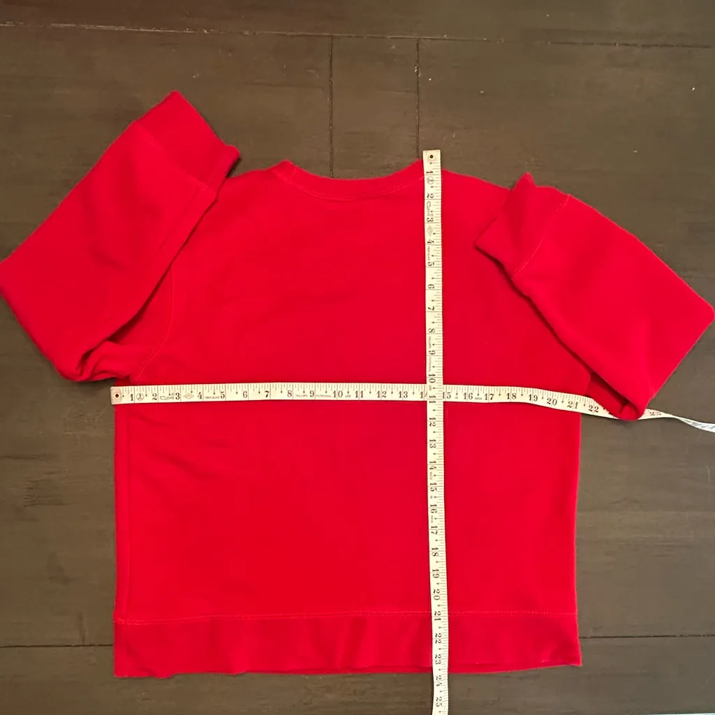 Y2K red Christmas sweatshirt whimsical simple cute snowmen embroidered bling M - Image 4