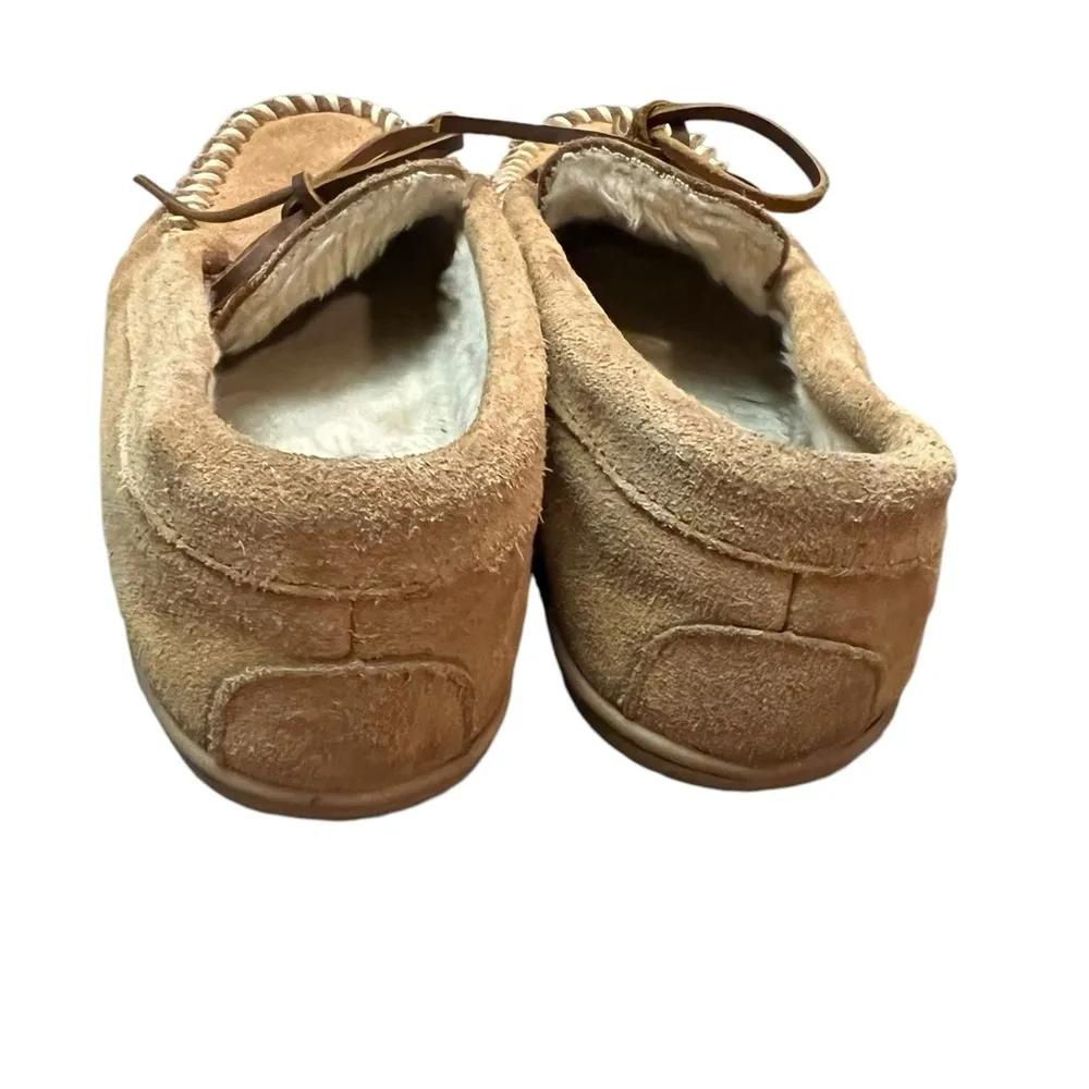 Minnetonka leather faux fur moccasin house slipper comfort size 7 women’s shoe - Image 7