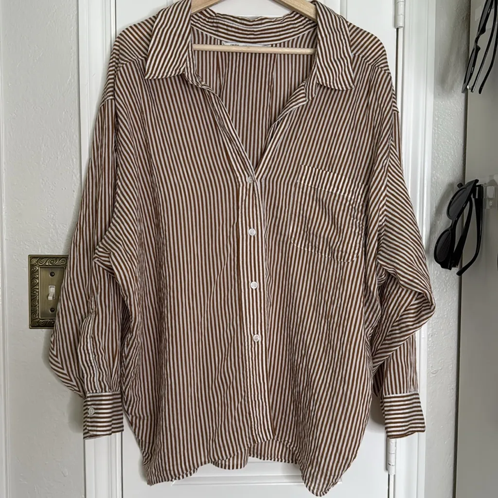 Zara oversized stripe button down shirt - Image 10