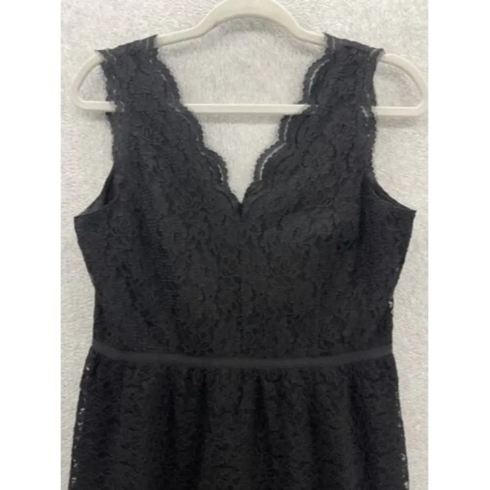 LOFT Ann Taylor Women's Dress Lace Overlay Solid Black Sleeveless Size 6 Petite - Image 13