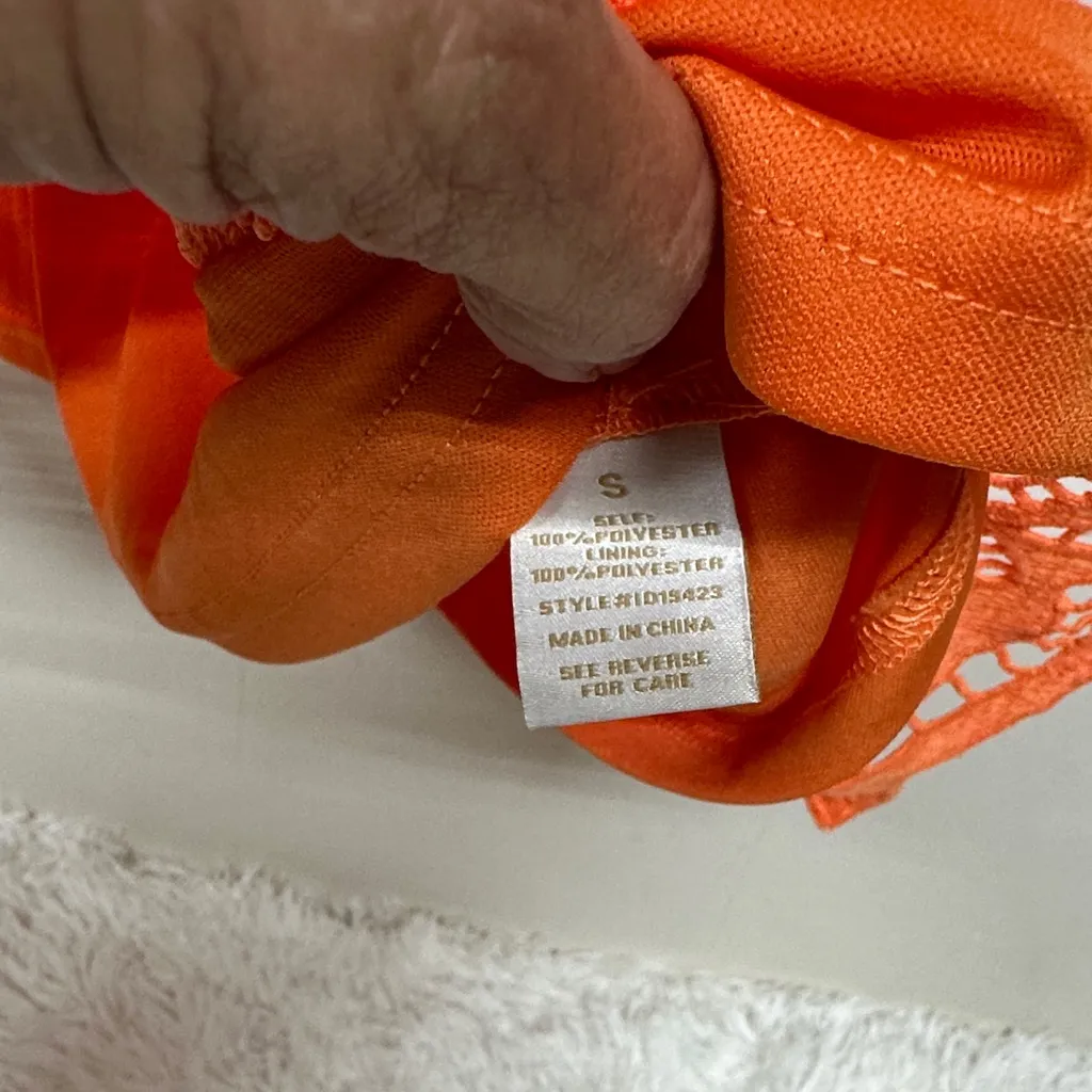 Flying Tomato Lifetime Celebration Vibrant Orange Crochet Dress - Image 6