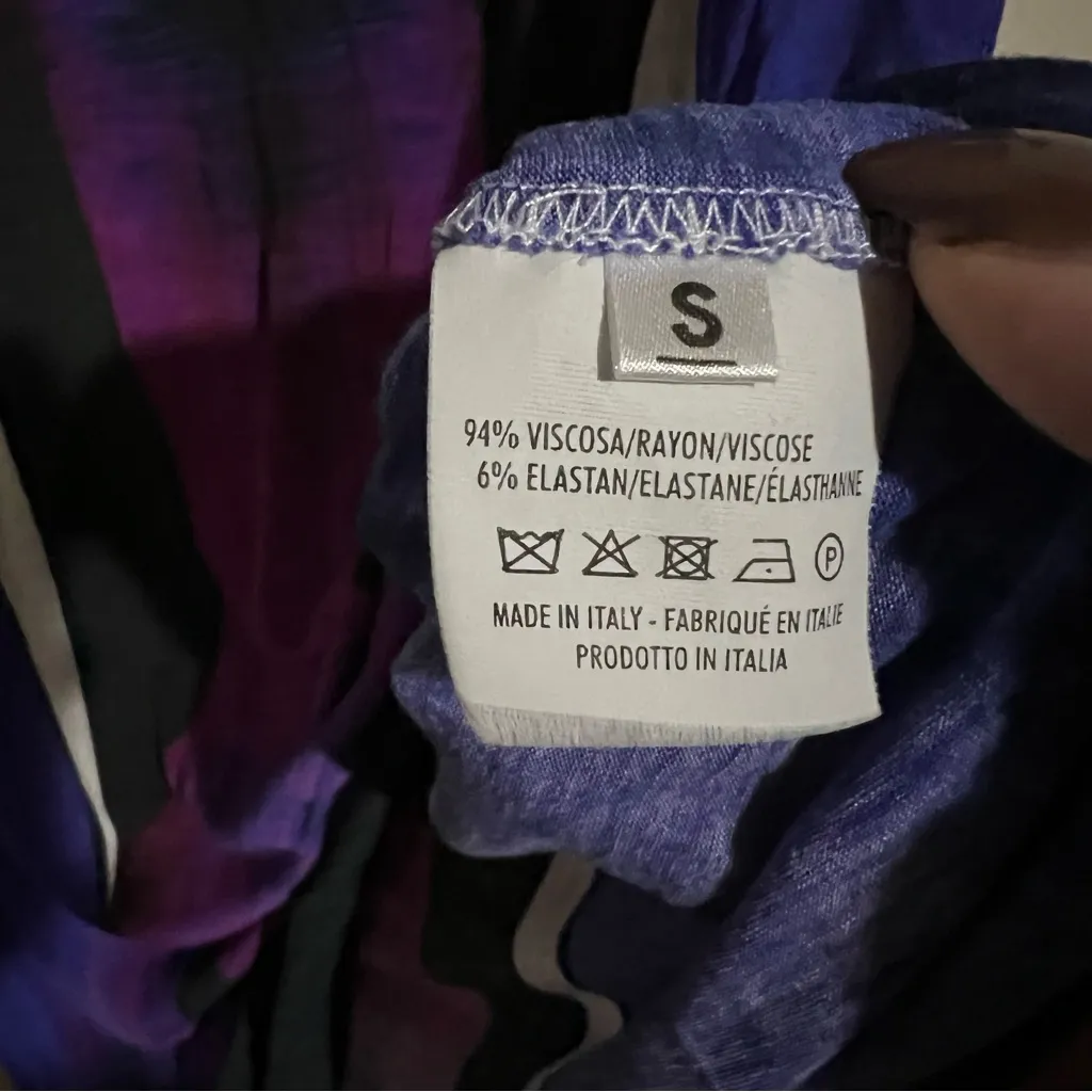 Gabriela Cadena Designer Luxury‎ Kaleidoscope Colorful Viscose Elastane T Shirt Blue - Image 6