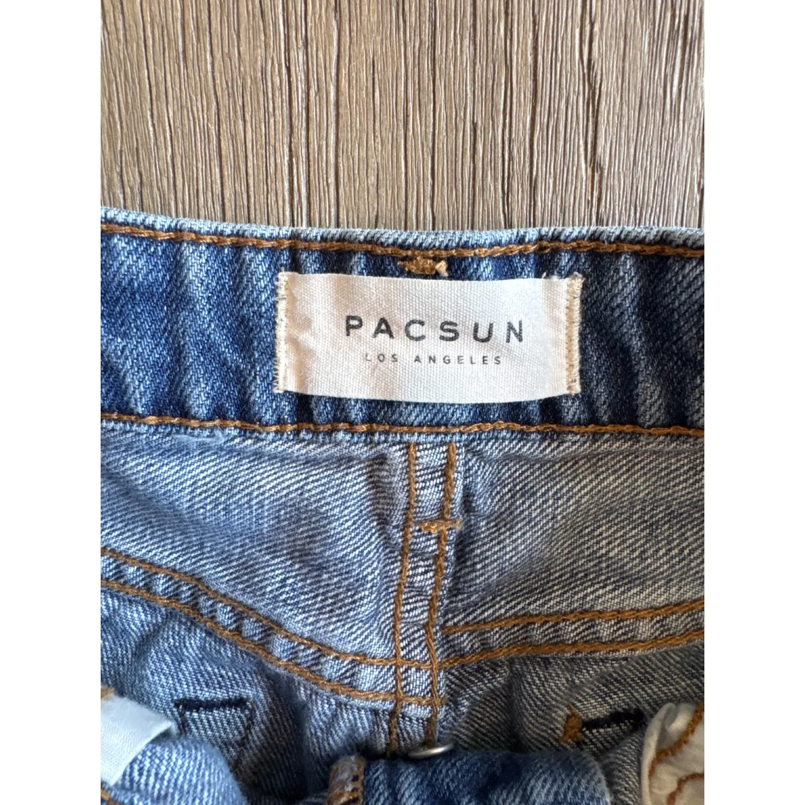 Pacsun Los Angeles Denim Shorts Blue Distressed Cuffed Hem Womens‎ size 25 - Image 4