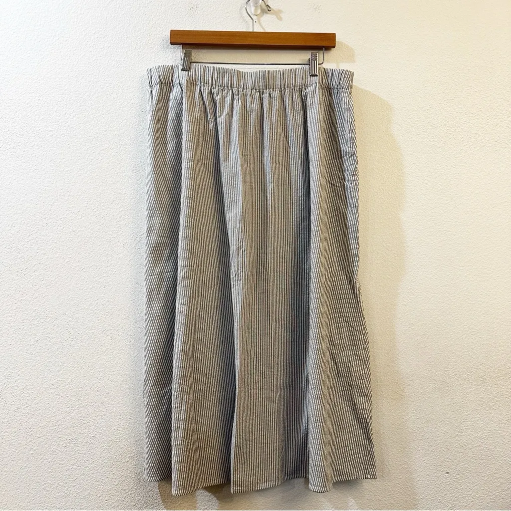 Eileen Fisher Organic Cotton Striped Pocket Mide Skirt Size XL - Image 6