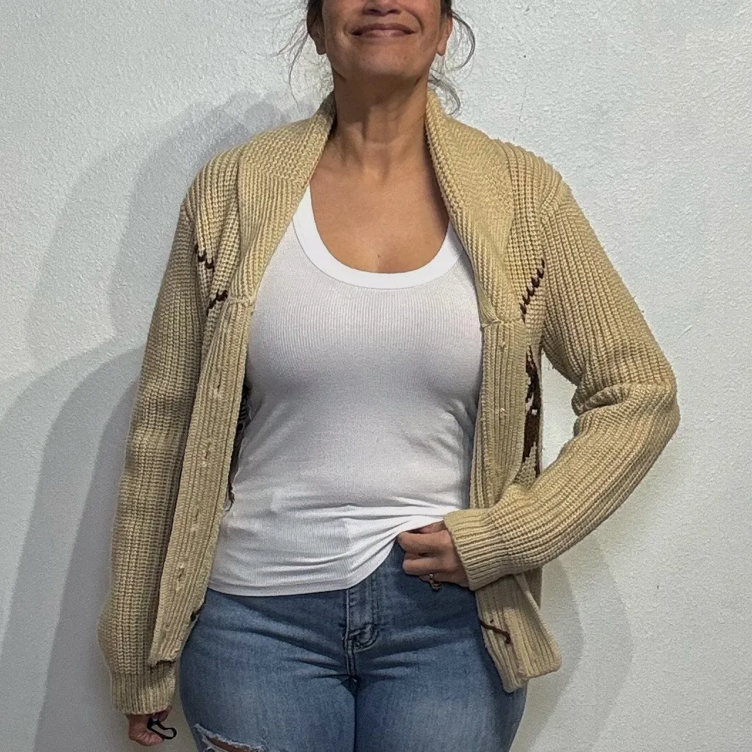 Miller Outerwear Tan Horse Vintage Cardigan Sz M Size M - Image 8