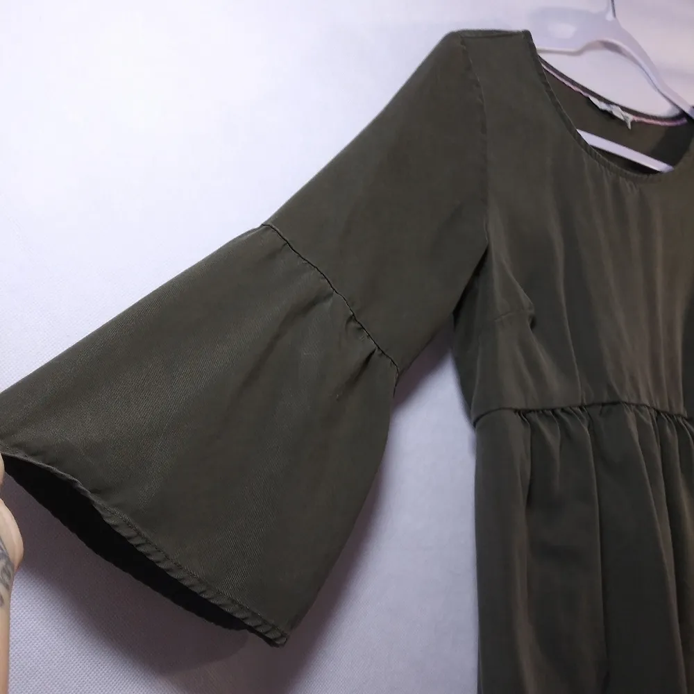 Boden Curved Seam Top TUNIC in Khaki Green W0193 Size 8 - Image 5