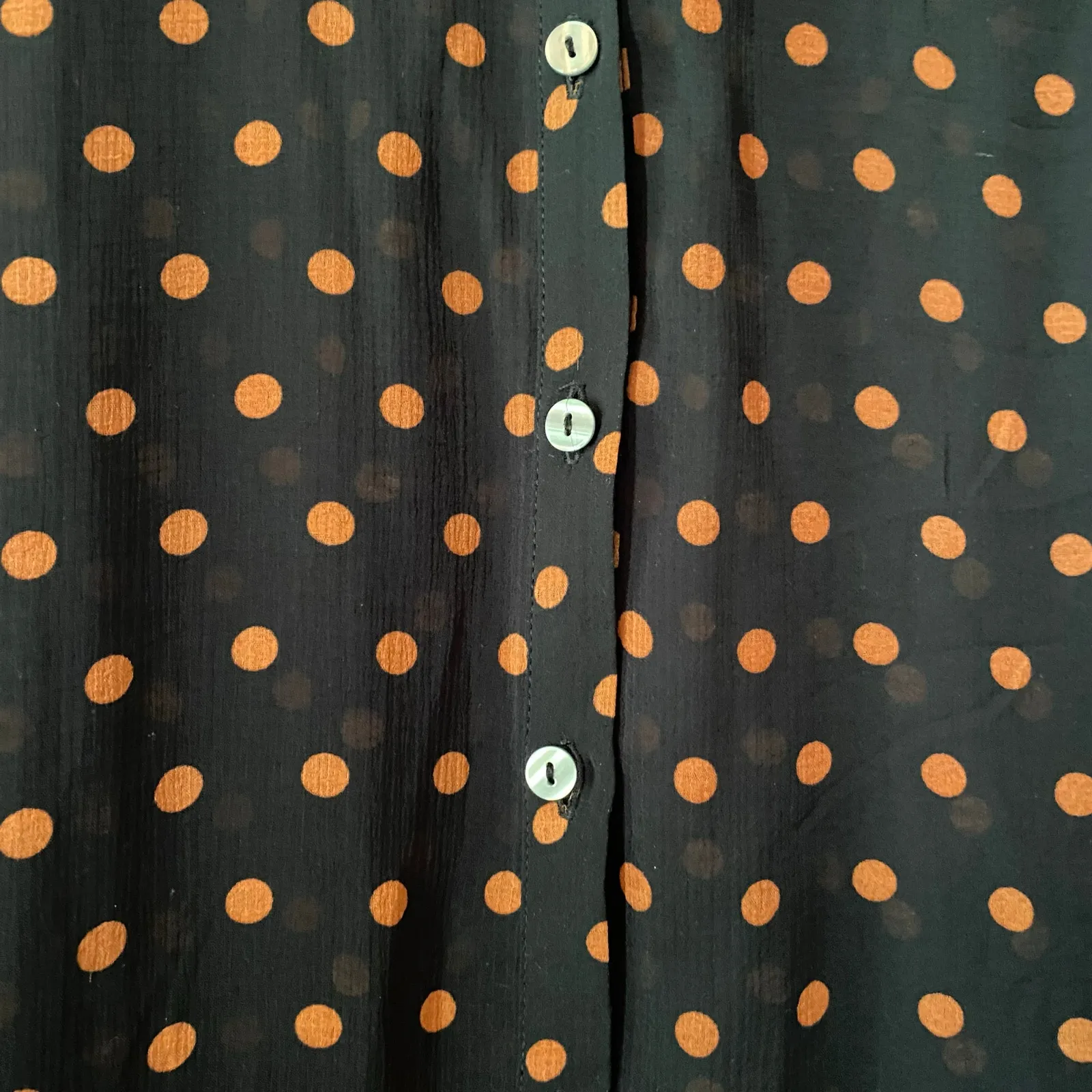 Free People Ciara Black Polka Dot Blouse Lightweight Transparent Women's Small - Image 6