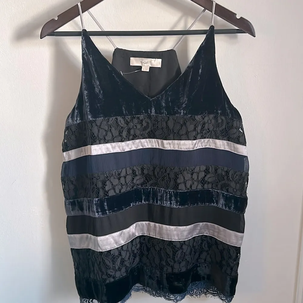 LOFT Women’s Velvet Lace Satin Striped Color Blocked Boxy Racerback Tank Top - Image 11