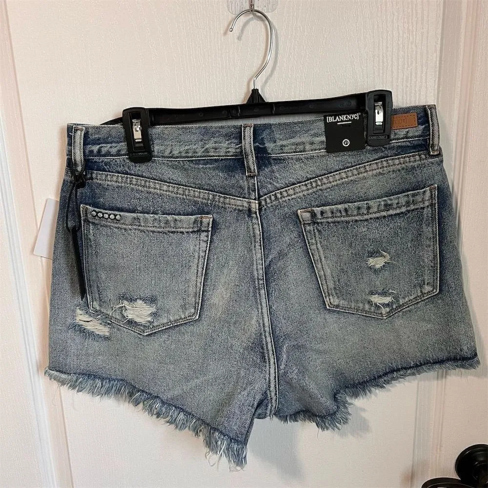 BlankNYC Women's High-Rise Distressed Denim Shorts‎ Blue Size 31 NWT - Image 3