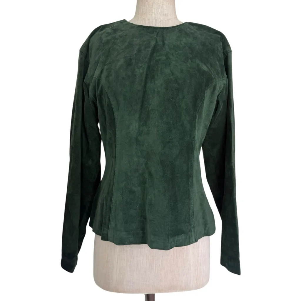 Vintage 90s suede leather back button long sleeve blouse - Image 7