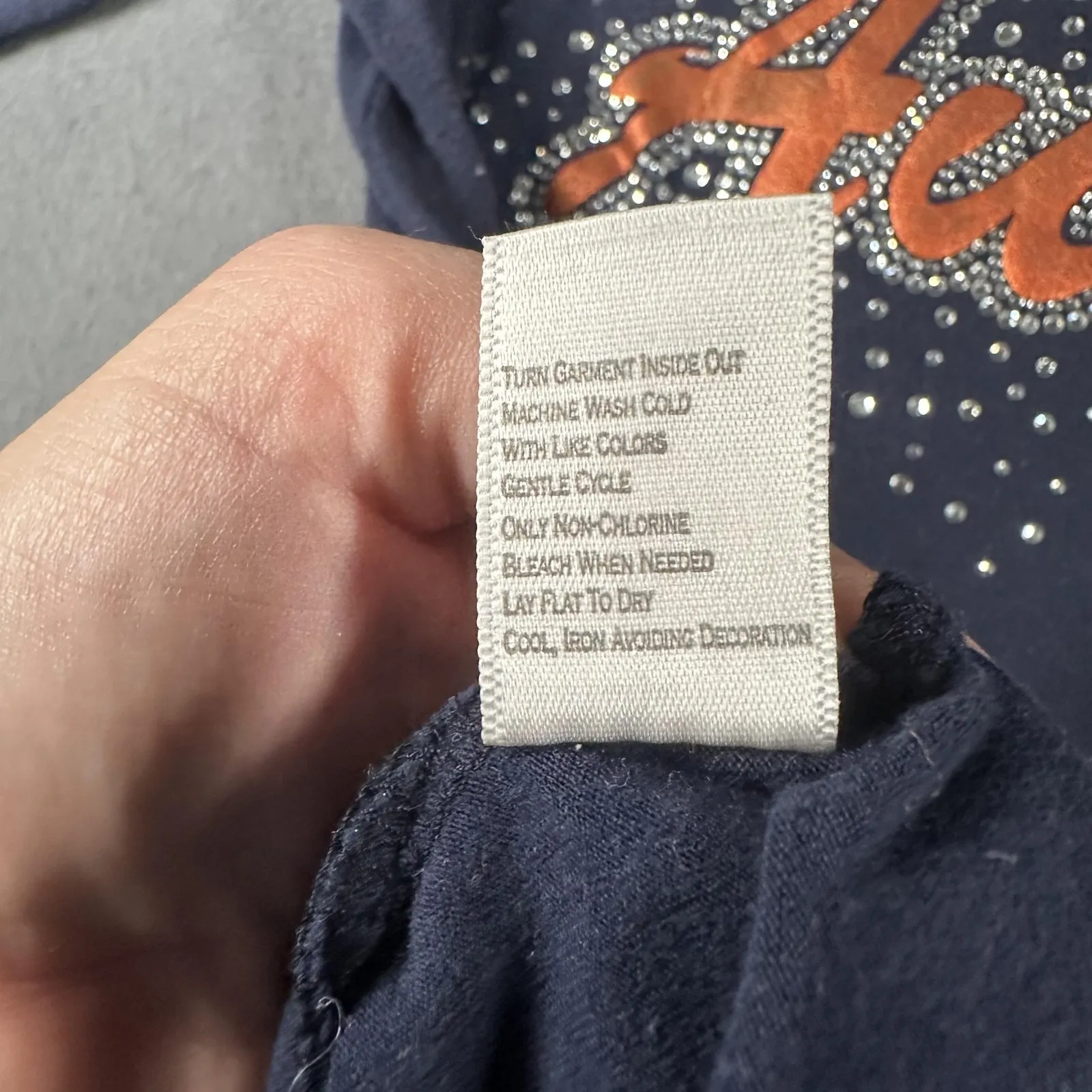 Auburn Shirt Womens Large Retro Brand Long Sleeve Rhinestone Graphic Tee Tigers Blue - Image 8