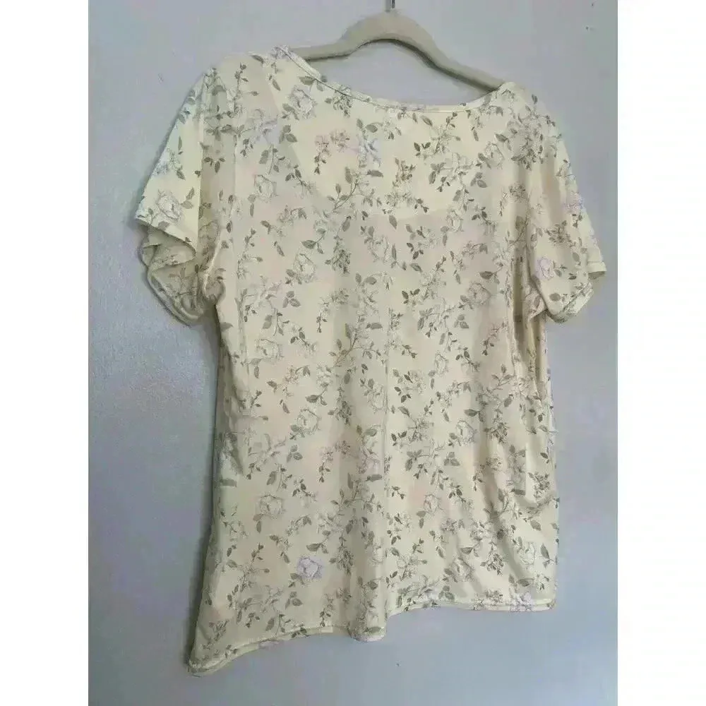 Cottagecore Prairie Floralcore VTG Laura Ashley Floral Lace Pajamas Yellow L - Image 2