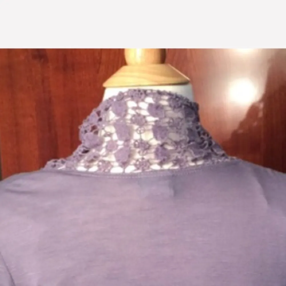 Purple Crochet Trim Open Cardigan - Image 6